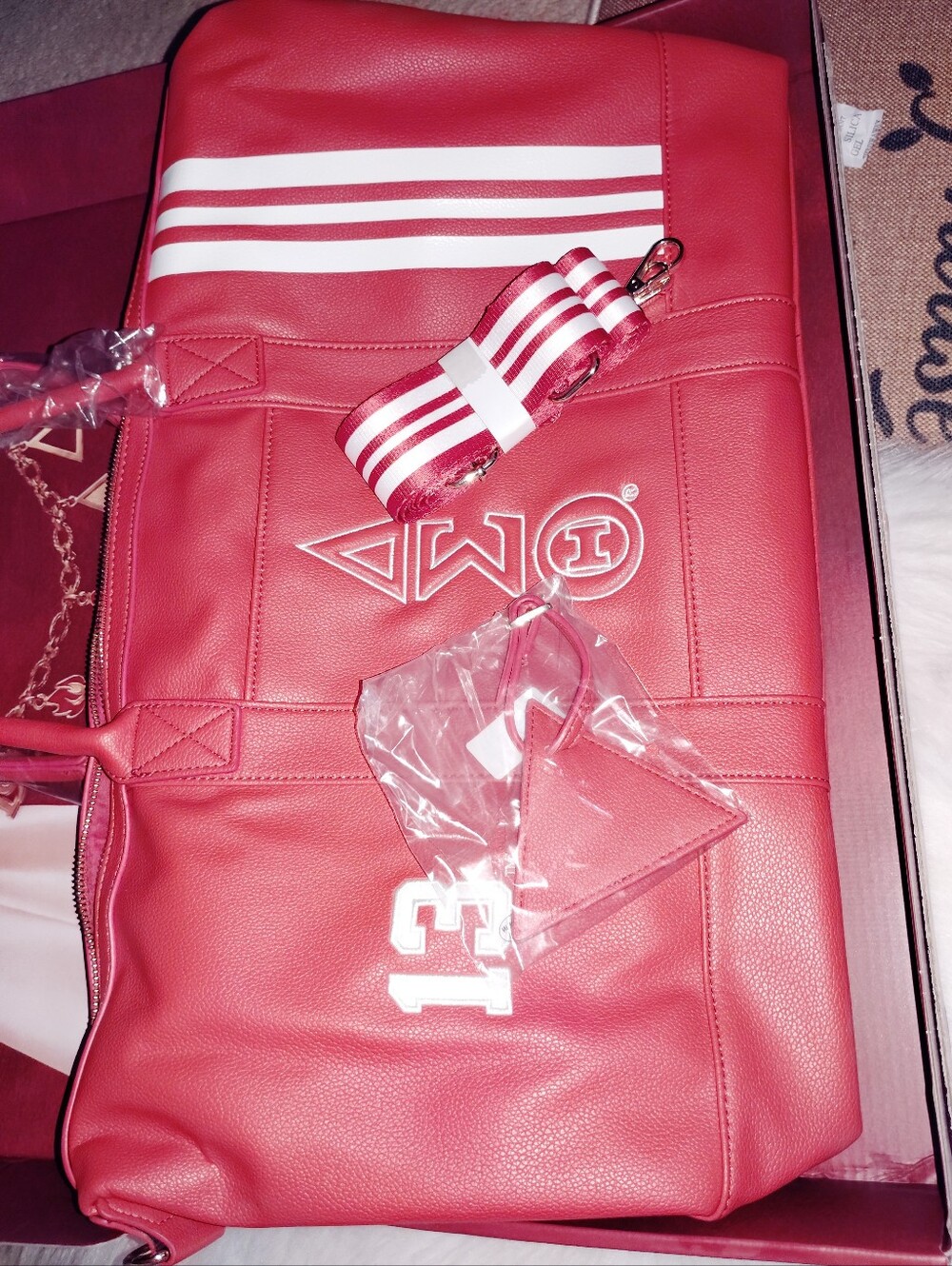 Delta Sigma Theta Weekender Faux Leather Duffel Bag - Picture 5 of 13